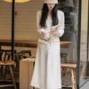 Casual knitted cardigan skirt women's two-piece set autumn and winter new large size loose sweater skirt set women