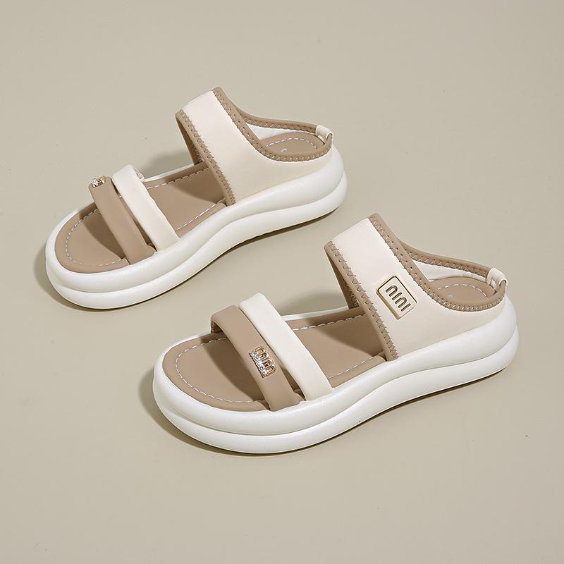 Casual explosion soft bottom thick bottom outer wear fashion summer beach slippers women's one-word slippers women's muffin 2025 versatile