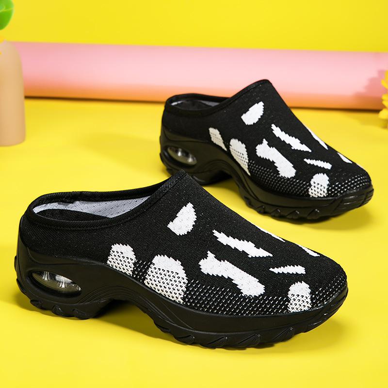 Large size new half-drag mesh breathable women's shoes casual half-step lazy one-step breathable walking single shoes