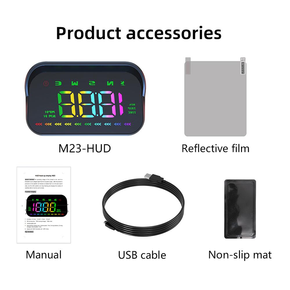 

M23 Head Up Display GPS лобовое стекло цифровой спидометр MPH Plug and Play для автомобиля HUD цветной дисплей с предупреждением о скорости направление