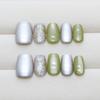 Clear green fragments fine flash quicksand cat eye fashionable white ins wind manicure patch removable 30 pieces