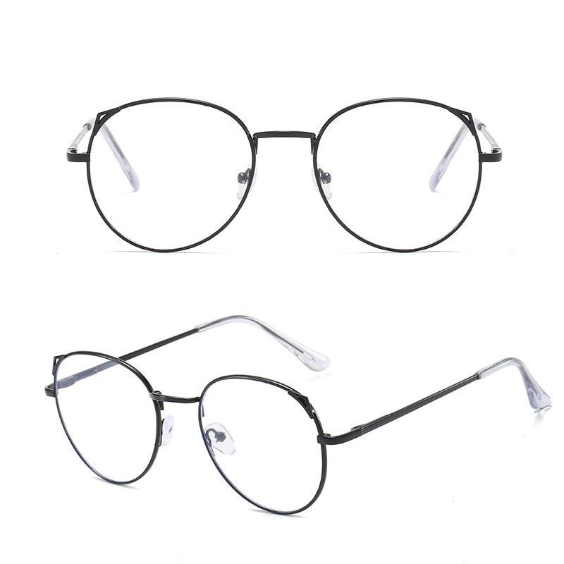 Luxury Fashion Optical Spectacle Eyeglasses Unisex Anti-Blue Light Plain Eyewear Cat Ear Oversized Metal Prescription Glasses