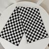 Black and White Checkerboard Korean Version Knitted Wool Scarf Female Autumn and Winter Warm Student Versatile Double-sided Couple Scarf