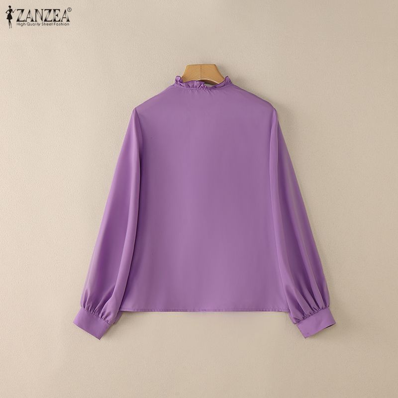ZANZEA Women Ruffles V-Neck Casual Long Sleeve Blouse