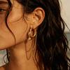 European and American Temperament French Water Drop-shaped Diamond-encrusted Stainless Steel U-shaped Stud Earrings, Niche Thin Chain Fringed Ear
