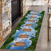 Pond Koi Throw Carpet Runner for Entrance, Summer Lotus Leaf Lotus Water Ripple Indoor Rug, Anti-Slip Absorbent Mat for Hallway