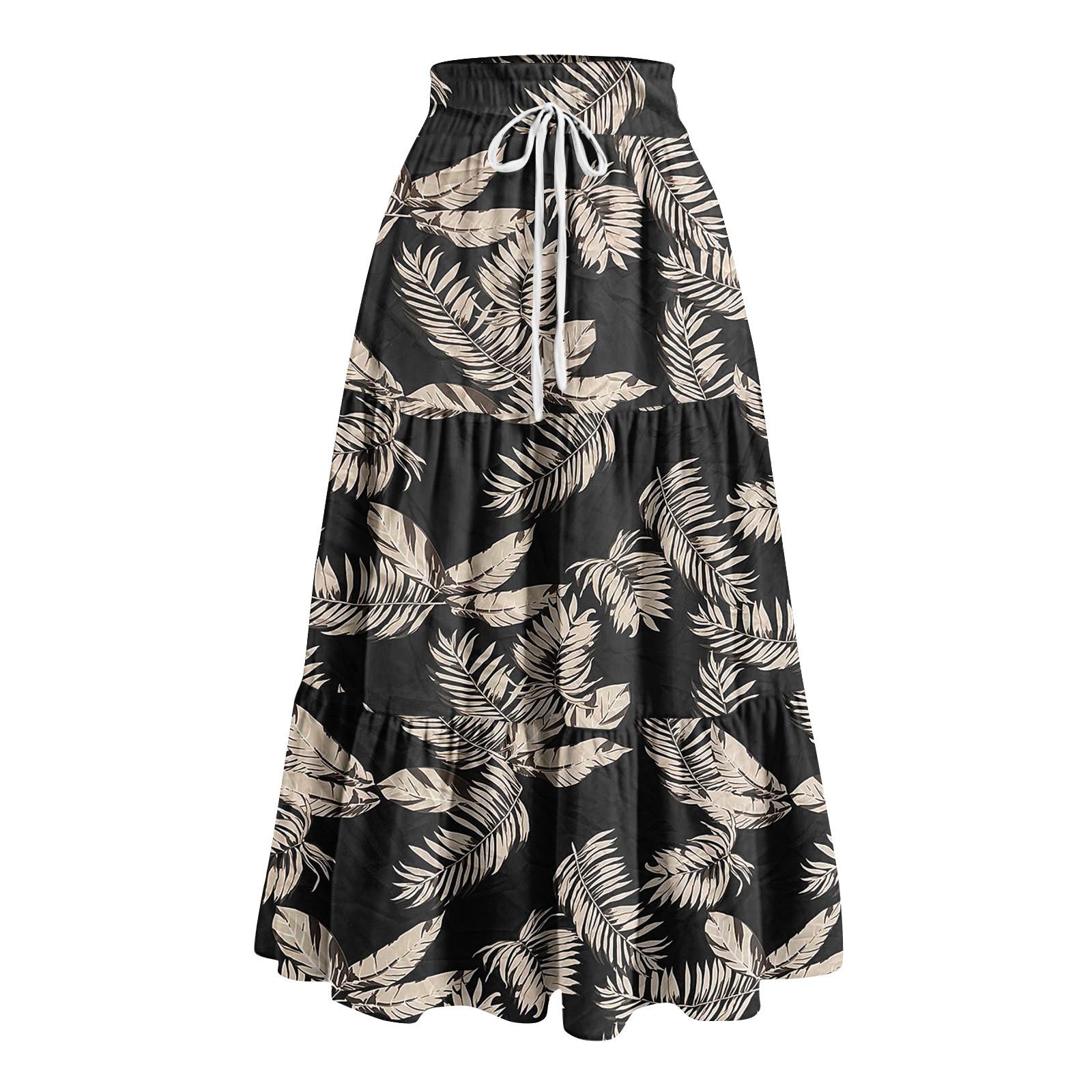 

Жіноча весняна повсякденна спідниця з рюшами, суцільна спідниця з ретро-квітковим принтом XL