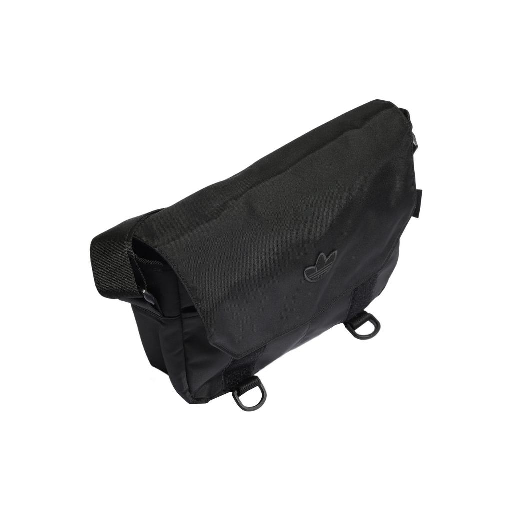 Adidas Originals Trefoil Textile, Nylon Messenger Bag, Shoulder Bag, Crossbody Bag Small Unisex Pure Black