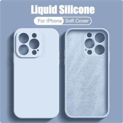 Custodia per telefono in silicone liquido di colore solido per iPhone 15 14 Pro Max 13 12 11 XS XR X Mini 7 8 Plus SE Cover morbida antiurto