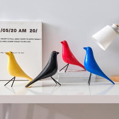 Ahşap Renkli Kuş Figür El Boyaması Kuş Heykeli Simüle Hayvan Heykeli Ev Ofis Masaüstü Dekorasyonu Süs