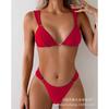 Women Sexy Solid Color Lace Up Two Piece Bikini Swimsuit