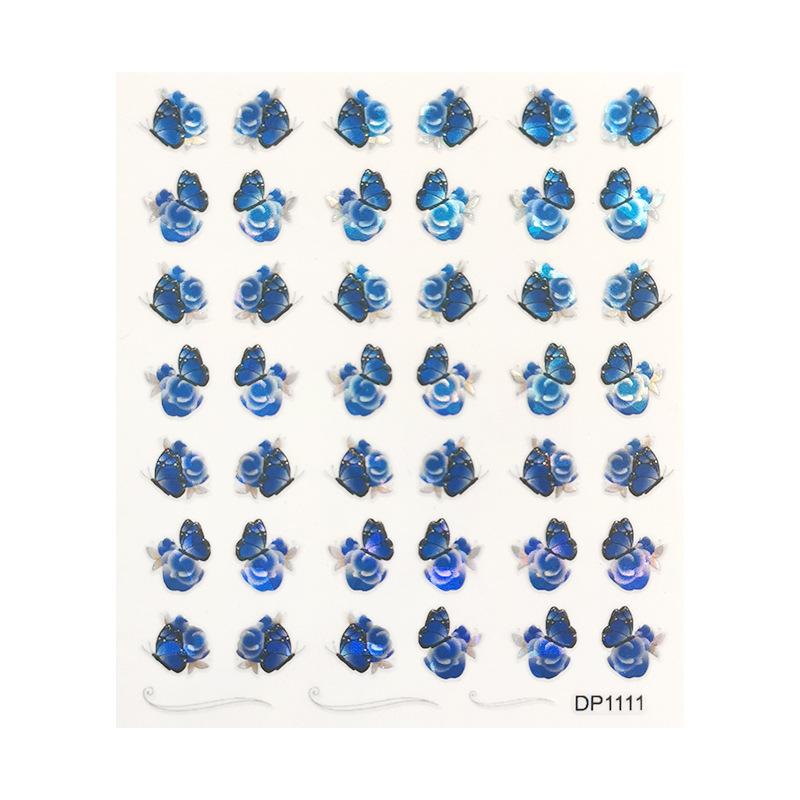 Laser Colorful Butterfly Autumn 3D Nail Art Stickers Adhesive Sliders Nail Transfer Decals Foils Decorations Nail Decals Design