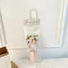 1PC handmade crochet bouquet with pink vase, including crocheted flower fabric wrapping paper and ribbon - carefully woven cotton thread