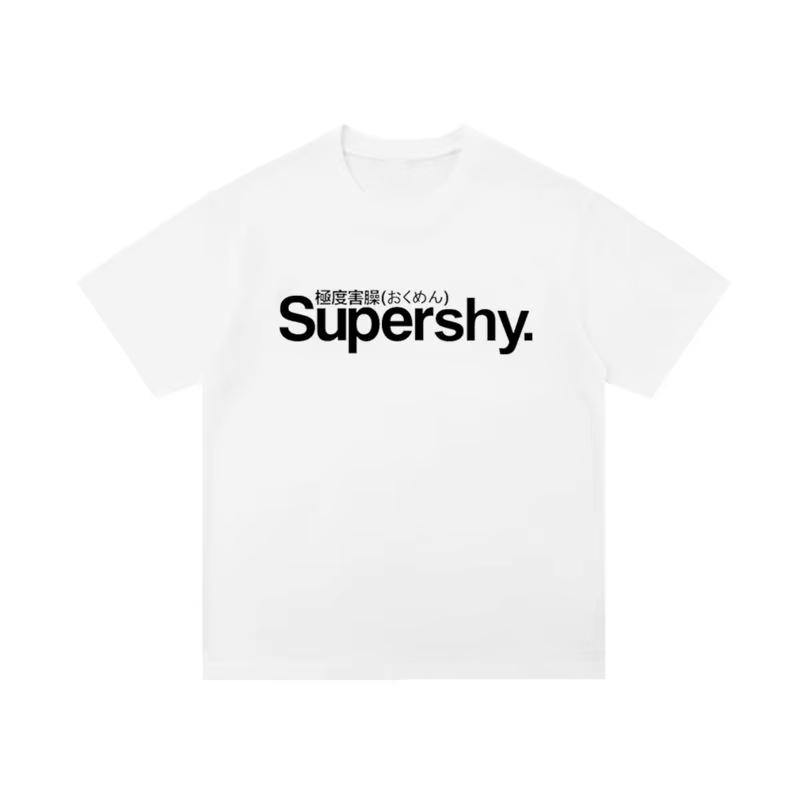 

Supershy Trendy Japanese Alphabet Short-sleeved T-shirt Men s and Women s Retro Ins Casual Top Street Couple Simple Wear Tee Y2k 4XL