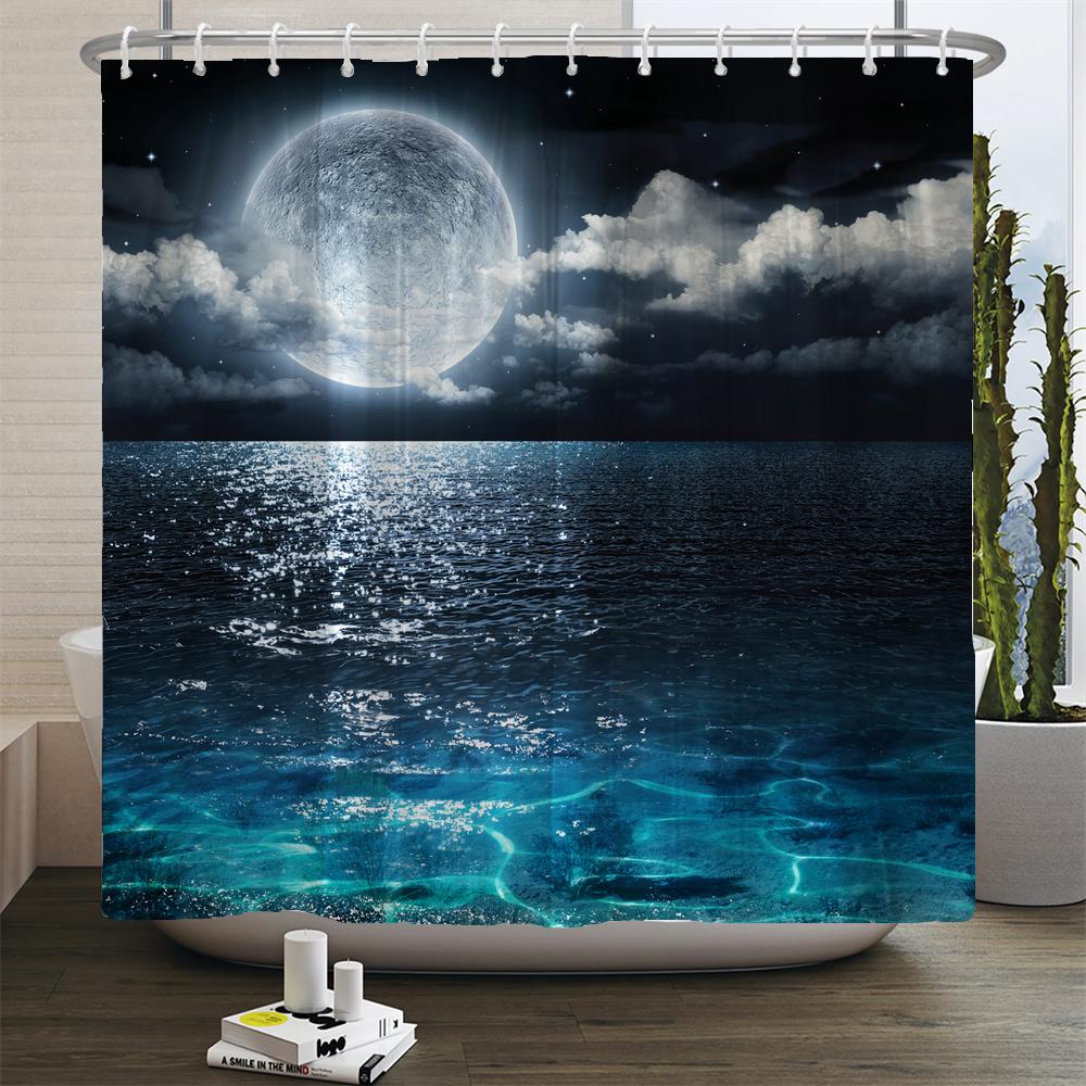 

Звездная шторка для душа Синяя галактика Шторки для душа Туманность Водонепроницаемая полиэстеровая ткань для декора ванны с крючком W120xH180cm