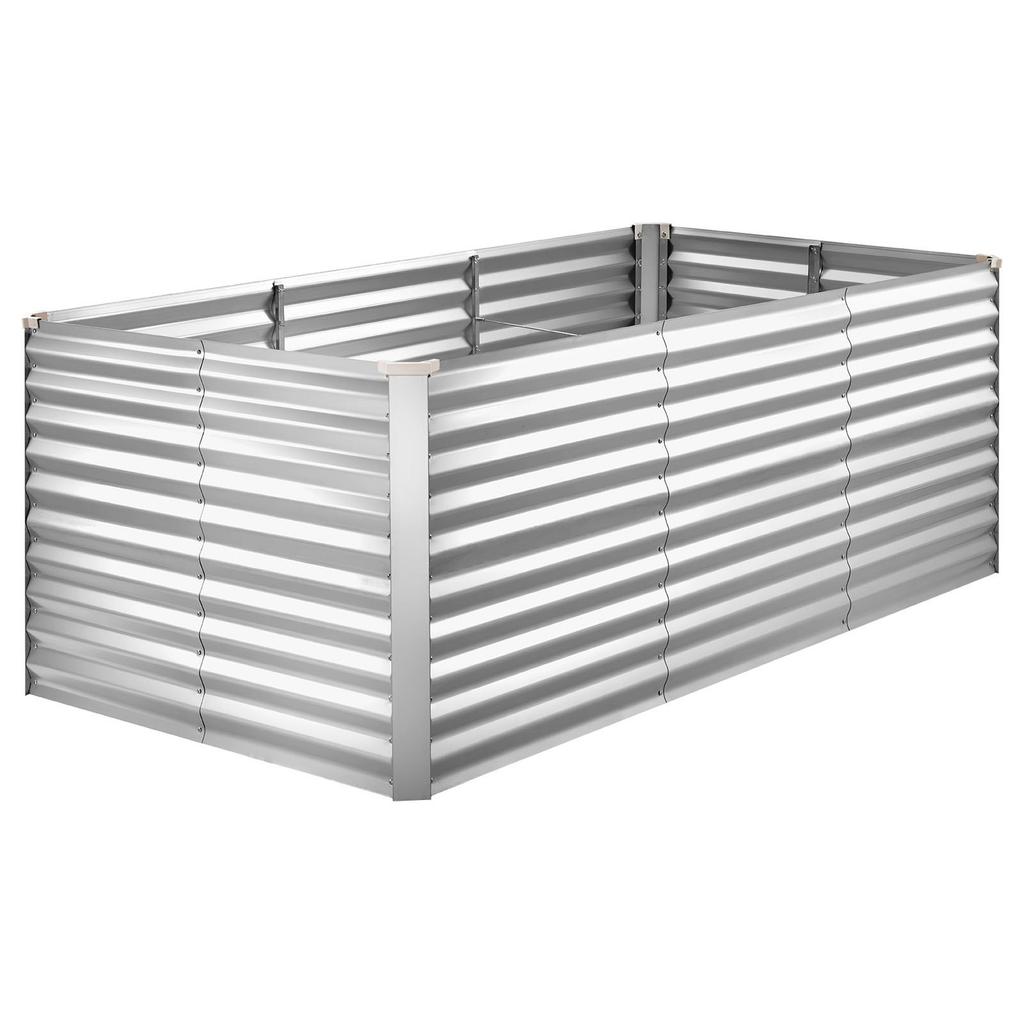 Galvanized Raised Garden Bed, 2400 x 1200 x 860 mm, Rectangular Metal Planter Box Kit Outdoor, Bottomless Planting Box with Gloves, Rustproof