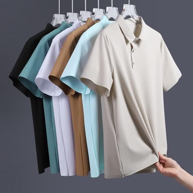 JOW Men's Ice Silk Short Sleeve Polo Shirt