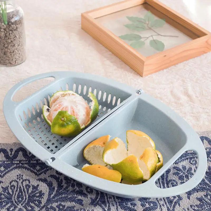 Kitchen Drain Basket Fruit Pot Wash Fruit Colander Household Basket Plastic Vegetable Foldable Basket Kitchen Sink Bowl Washing