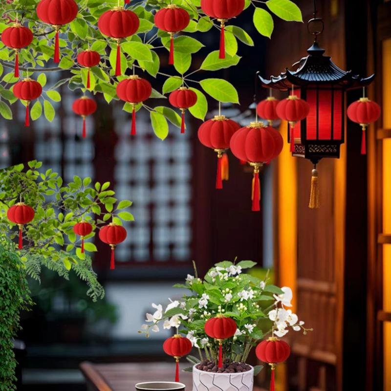 

30pcs Mini Red Lantern Decoration For Traditional Chinese New Year And Wedding Hanging Decorations Hang 30 Little Red Lanterns красный
