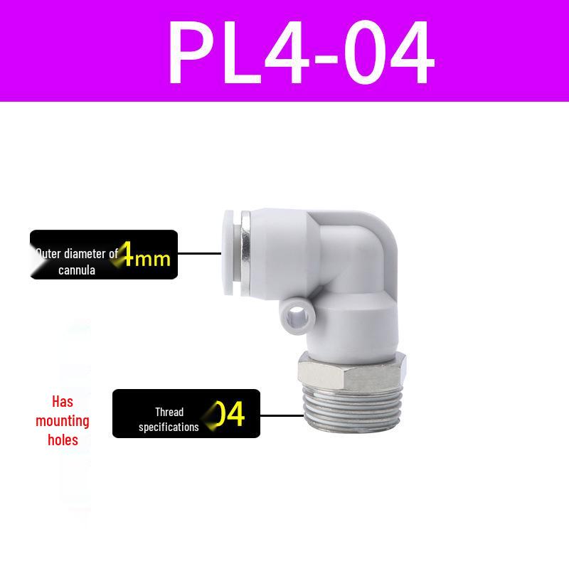 Premium White Male Thread Elbow PL8-02 Pneumatic Connector, 4-M5/6-01/10-03/12-04 Air Tube