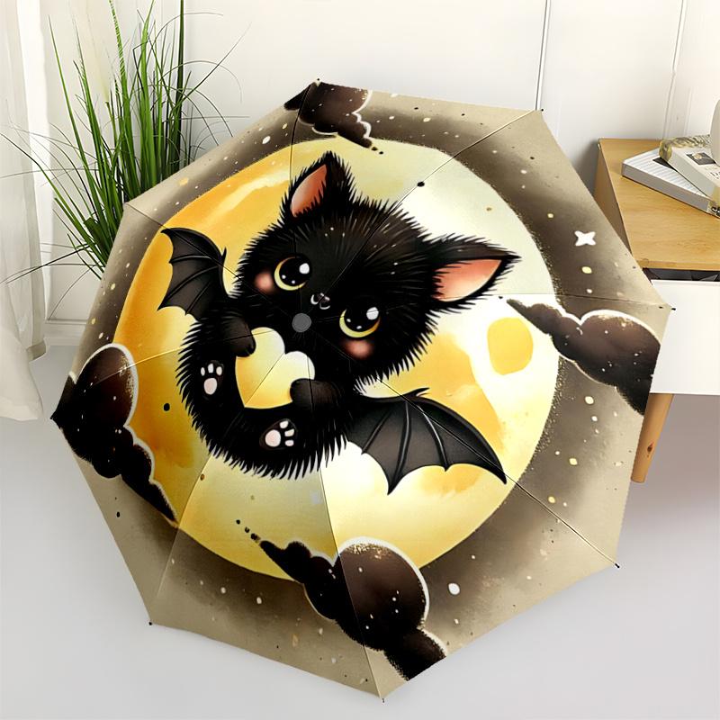 

1pc Bat Cute Cartoon Design Folding Fashion Umbrella, Portable 3 Fold Compact Umbrella for Men and Women, Suitable for Travel or Daily Use.Z003
