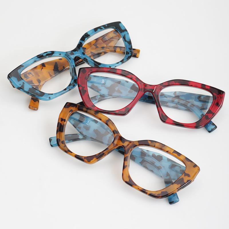 Leopard Print Flat Glasses Creative Large Frame Glasses Cat's Eye Decorative Glasses