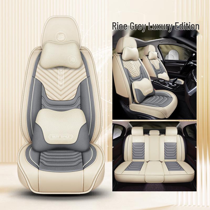 All-Season Linen Car Seat Cushion - Full Coverage & Universal Fit