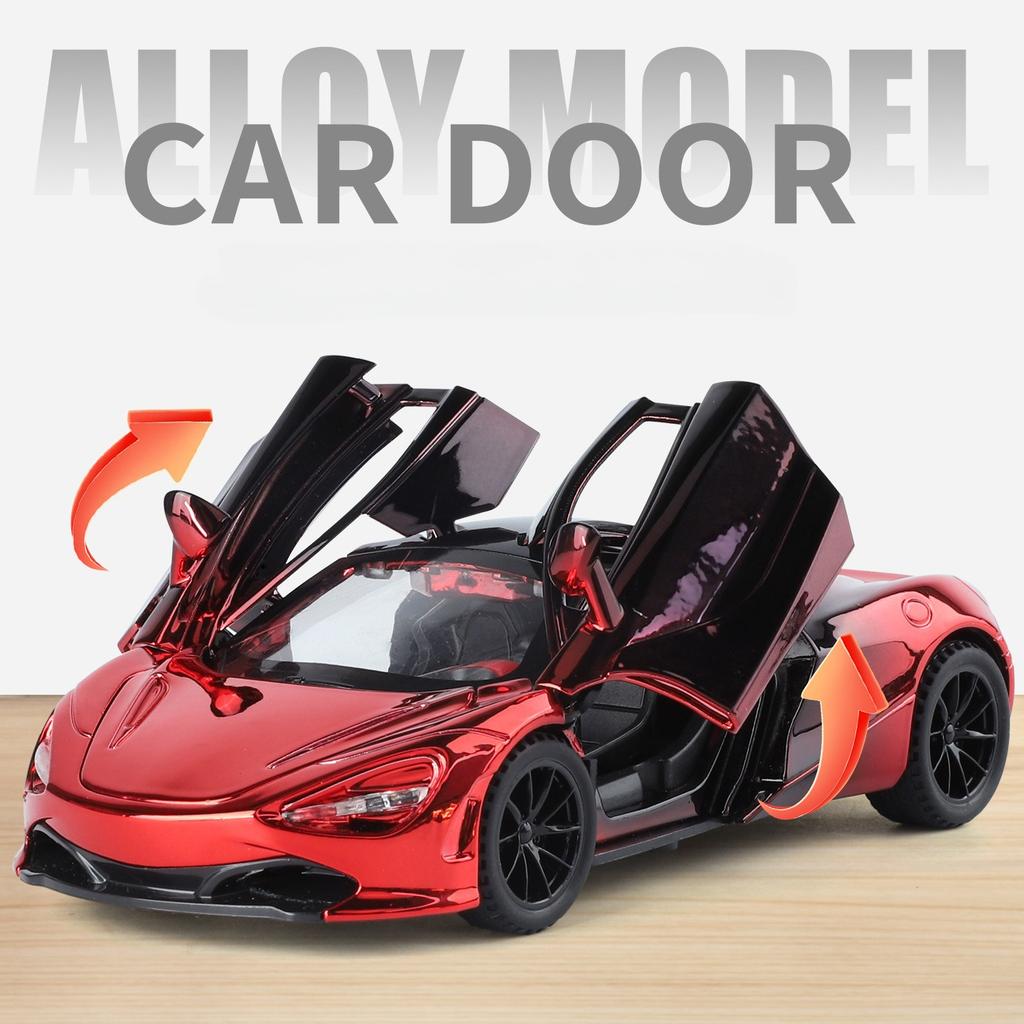 Simulation 1/32 McLaren 720S Super Sportwagen Modell Legierung Diecast Spielzeugfahrzeug Kinder Junge Geburtstagsgeschenk Ton Licht Heimdeko Miniatur