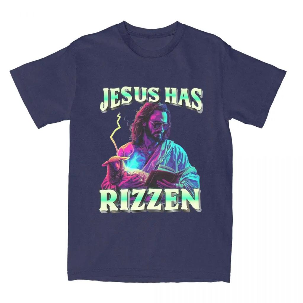 All Seasons Jesus Has Rizzen Funny Sarcastic T Shirt Merch Christ Pure Cotton Catholic Bible Faith T-shirt Tee Shirt