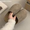 Pantofle Dámské Semišové Platformové Ležérní Nazouváky Sandály Žena 2024 Nový Trend Zimní Móda Žabky Vycházková Obuv Mujer