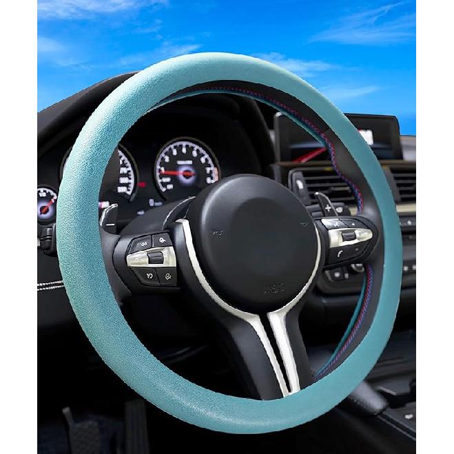 ESEWALAS Car Silicone Steering Wheel Cover,Soft Odorless Silicone Leather Texture Steering Cover,Universal 13-15Inch Car Steering Wheel Protector