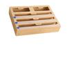 Bamboo Cling Film Cutter & Storage Box - Wall-Mountable, Pull-Out Design