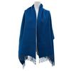 Excellent HERMES Shawl Large Scarf with Embroidered Logo Blue Cashmere Used