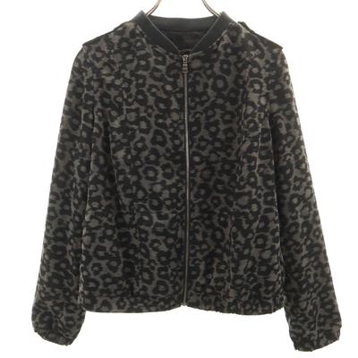 Leopard Pattern Blouson M Gray Women Used