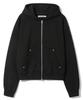 Basemoment Rivet Crop Zip-Up Hoodie (Heavyweight) Black
