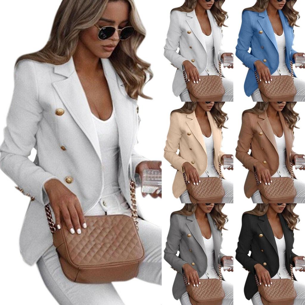 Button Slim Women Fit Blazer Casual Ol Work Jacket Long Sleeve Outwear Coat Suit