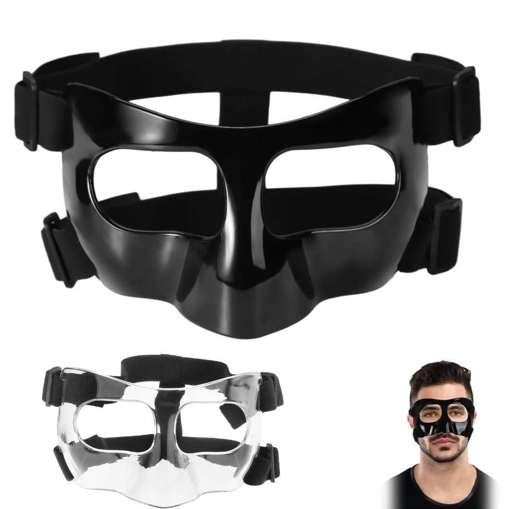 Black/Clear Basketball Face Mask Elastic Strap Face Guard Practical Nose Protector  Outdoor Sports
