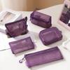 Breathable Mesh Makeup Bag Square Mini Zipper Coin Purse Transparent Storage Bag  Travel Storage