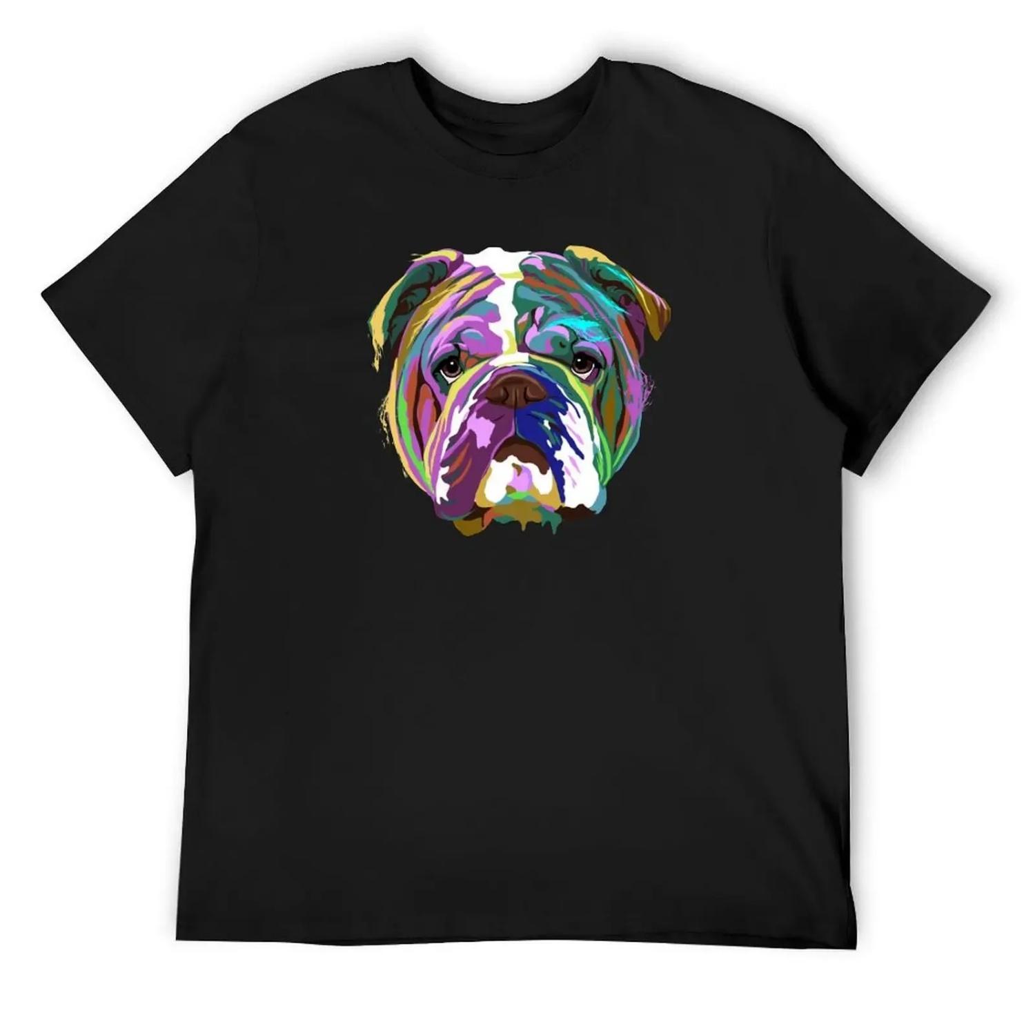 

English Bulldog Splash T-Shirt anime shirt hippie clothes quick drying blue lock mens graphic t-shirts anime XXXXXL чорний