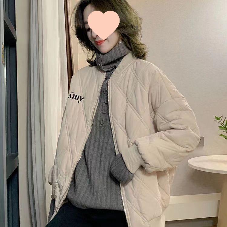 Damen Steppstickerei Baseballjacke - Herbst/Winter 2025, Lockere Passform, Vielseitig, Altersreduzierend, Daunenmantel in Übergröße