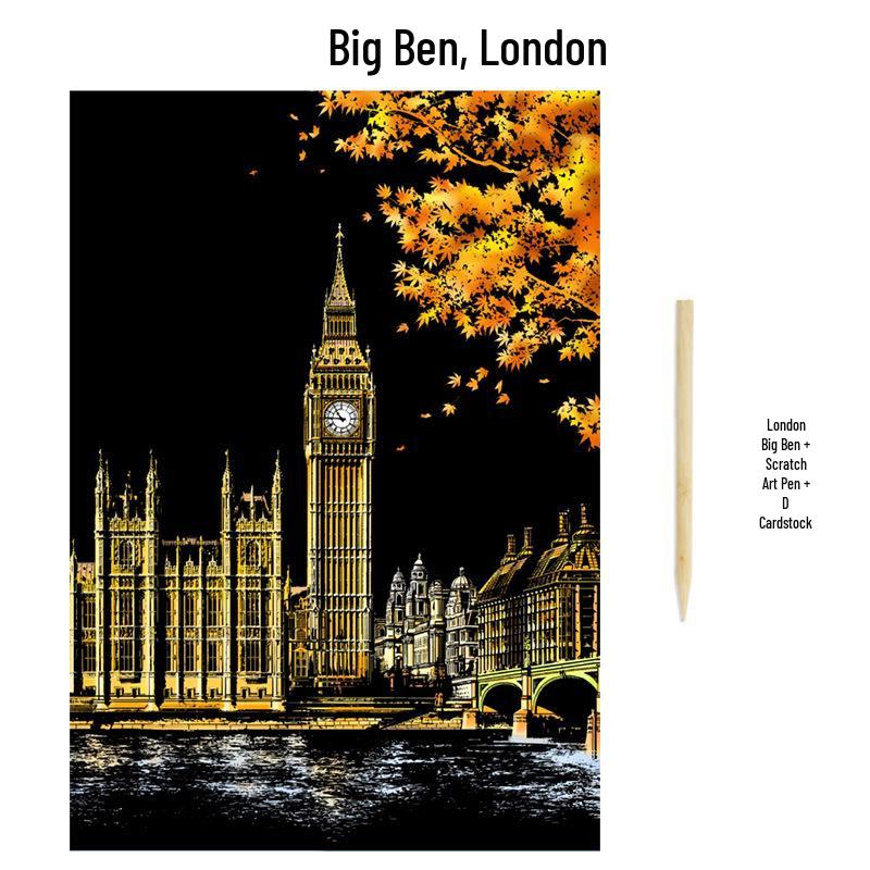 City Night View Scratch Art – DIY Kreatives Handgemachtes Malen Geschenk für Beste Freundin