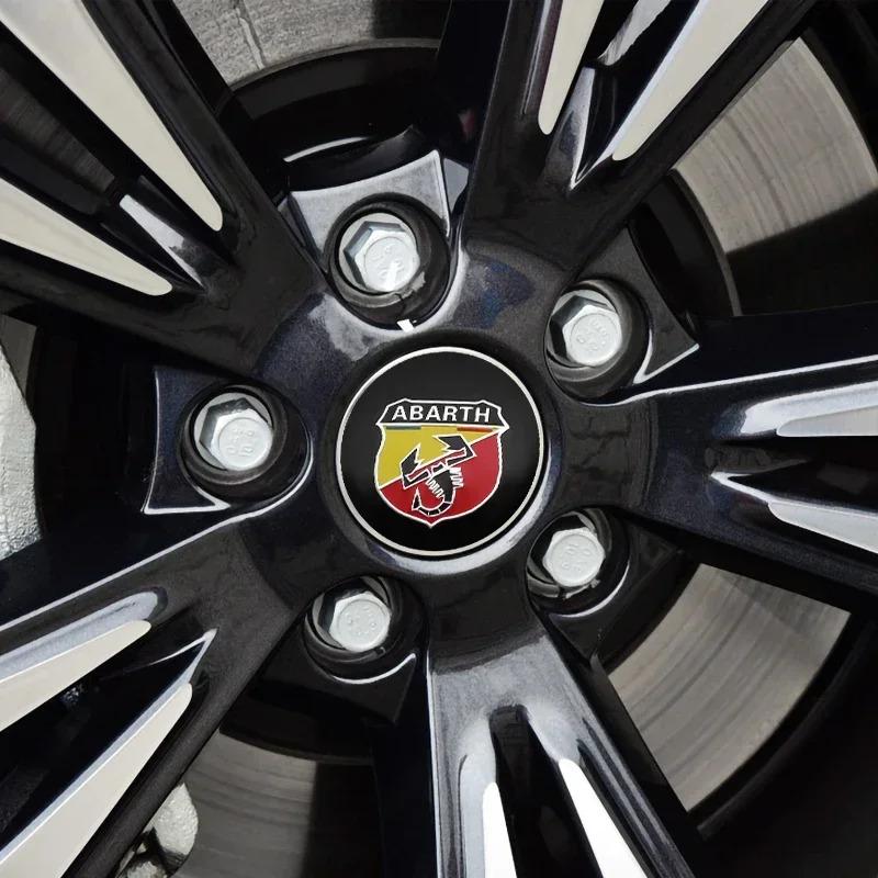 AAZD1 4Pcs 56mm+60mm For Abarth Stilo Palio Bravo Doblo Fiat 500 Punto Accessories Car Wheel Center Cap Logo Hub Cover Badge Emblem