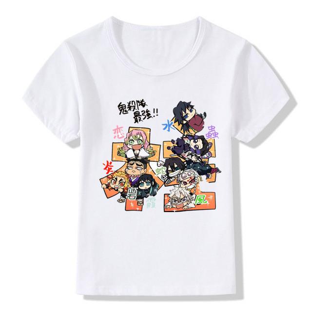 Fashion Cartoon Demon Slayer Anime Kimetsu No Yaiba Children's T-Shirt Summer Loose Short Sleeves White Women Tops Boy Girl Tees