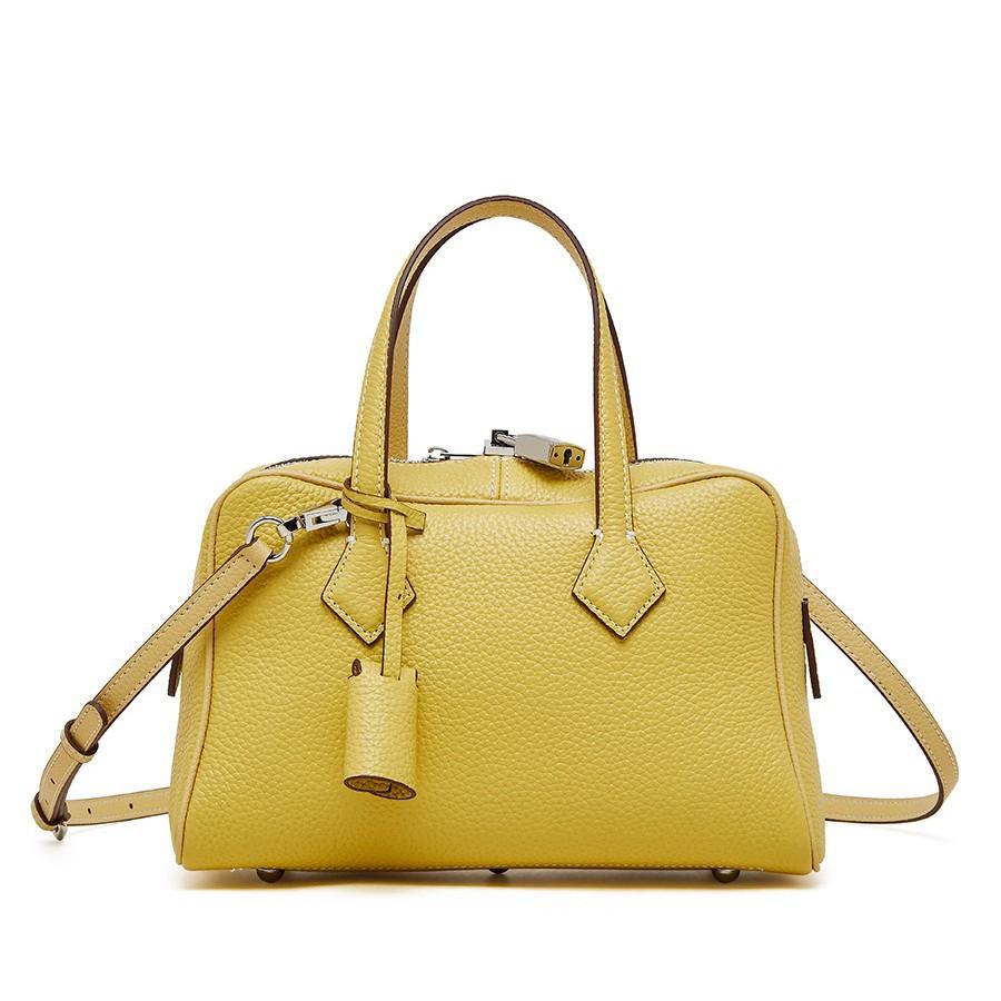 Imported TC Top Layer Cowhide Versatile Commuter Handbag Genuine Leather Boston Pillow Bag Textured Single Shoulder Women's Bag