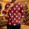 Camicia da Uomo a Maniche Lunghe con Stampa Natalizia per Festa, Uso Casual Quotidiano