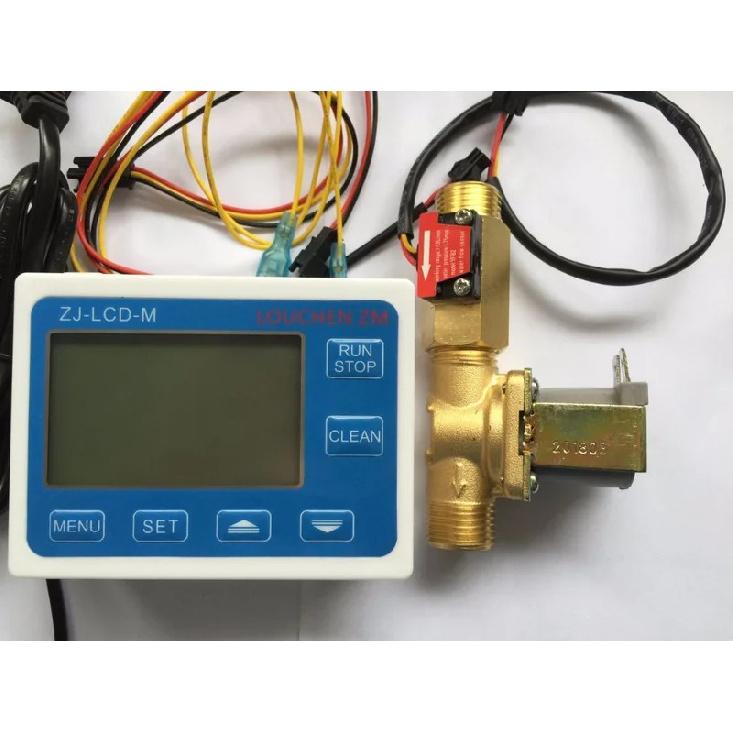 

2025 NEW LCD Controller Flowmeter +110V-220V Power Adapter + Brass G1/2 Flow Sensor And Solenoid