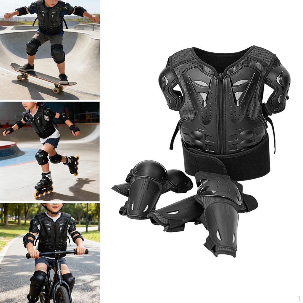 Kids Motorcycle Suit Chest Protector Guard Knee Eblow Pads Dirts Bike Gear for Skateboarding