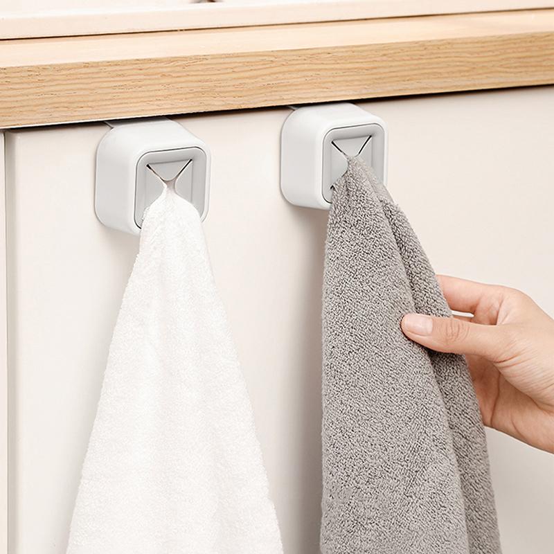 2Pc Punch Free Towel Plug Holder Bathroom Organizer Rack Towels Storage Wash Cloth Clip Bathroom Accessories Kitchen Accessories