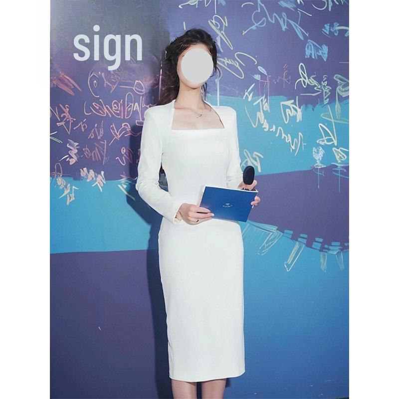 

Элегантное белое вечернее платье: Новый стиль для банкетов и ежегодных собраний — простой и щедрый выбор хозяина Small белый