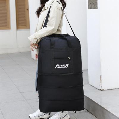 Itin didelis sulankstomas oro linijų registruotas krepšys su kelių sluoksnių išsiplėtimu, Oksfordo audinys, universalūs ratai, lengvas kelioninis krepšys.